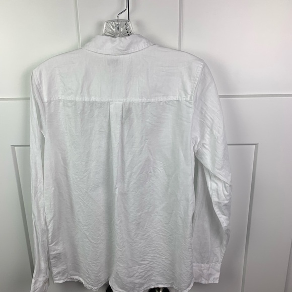 NWT J Crew Factory SMALL Linen blend button up shirt WHITE Long Sleeve - Picture 6 of 8